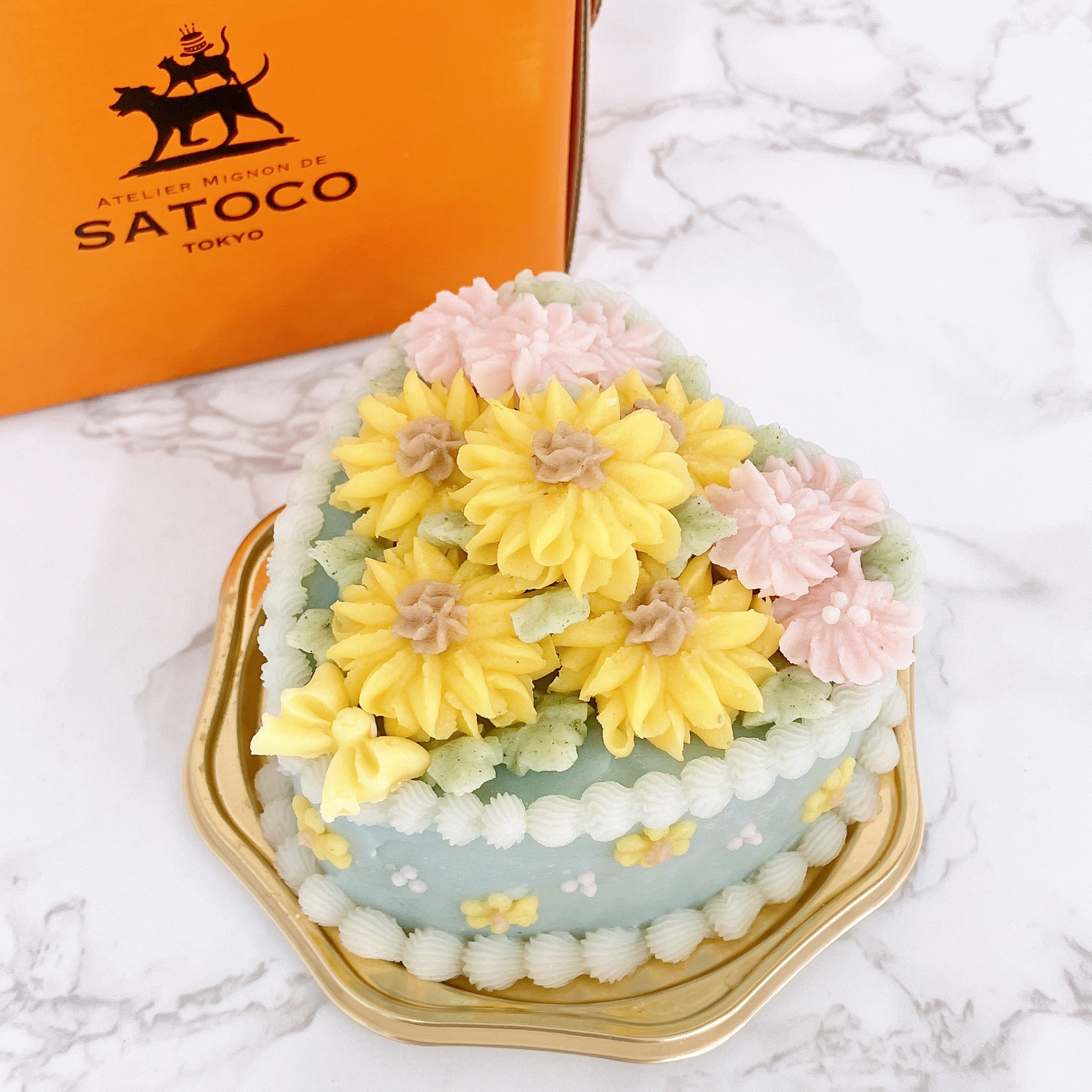 【7月・8月　☀2つのひまわり☀】パステルカラーのひまわりのケーキ