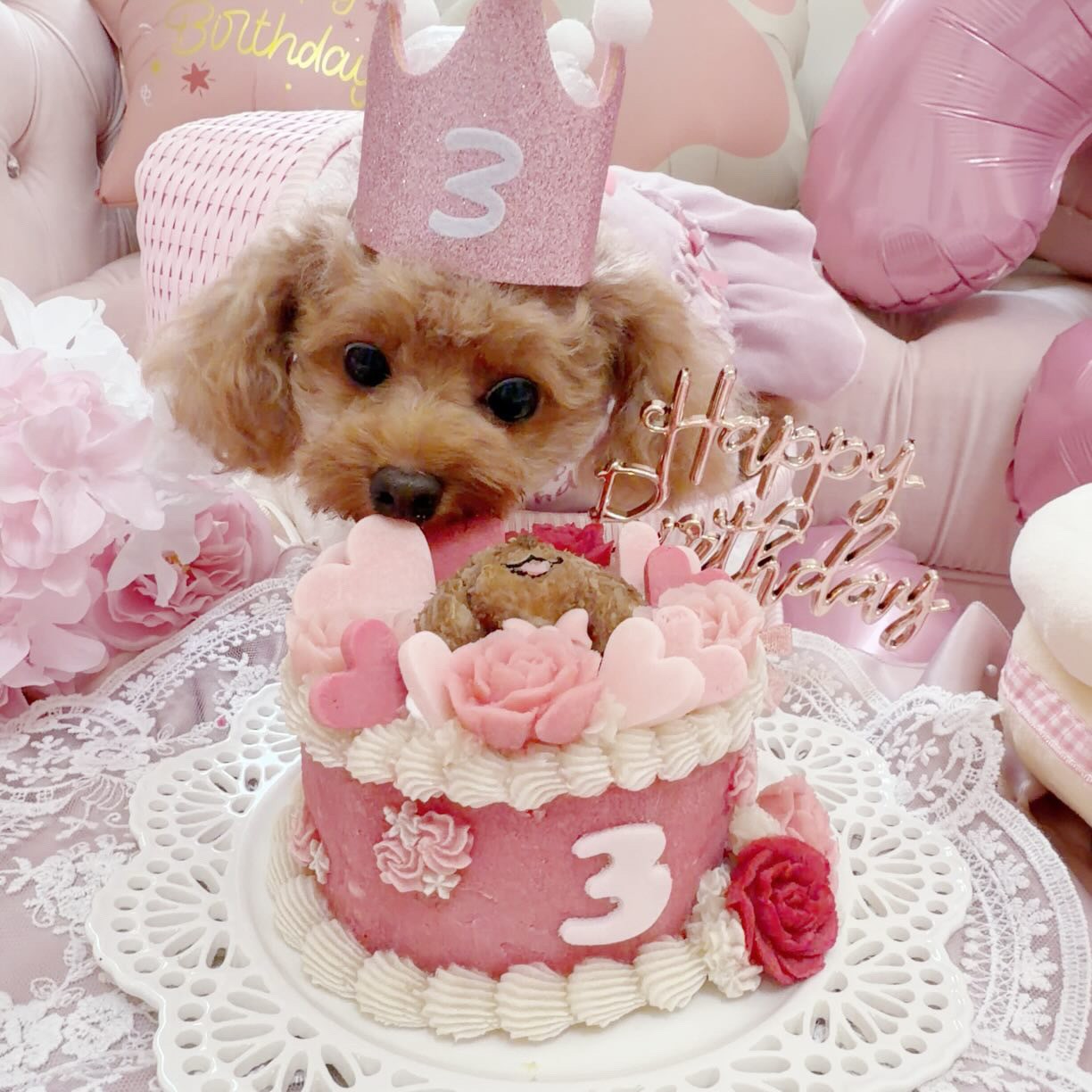 フリルちゃん3歳の女の子のオーダーケーキ