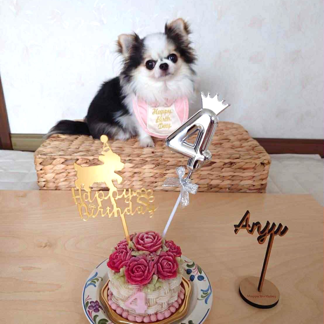 おすましアンジュちゃんは4歳のハッピーバースデーのオーダーケーキ